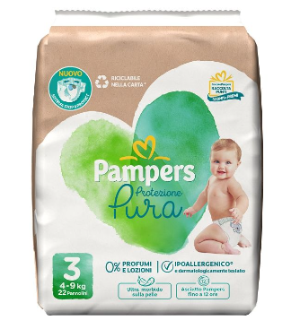 Pampers Protezione Pura Mini Pannolini 4 - 9 kg 22 pezzi